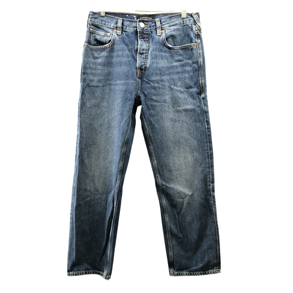 Scotch & Soda Straight Leg Jeans Mens 31x29 The Vert Blue Button Fly Cotton